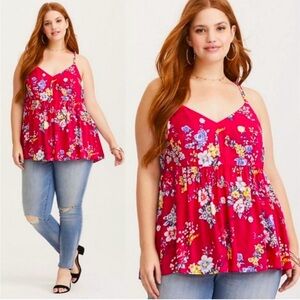 Torrid Floral Challis Babydoll Tank Top Size 4